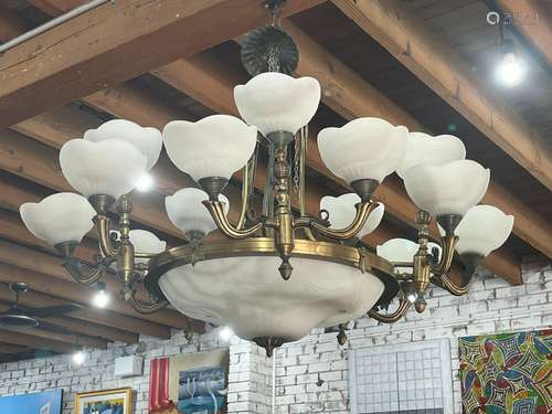 Wonderful Twelve Branch Gilt Ceiling Light,