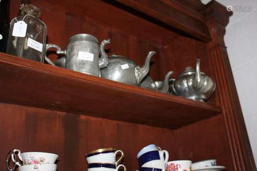 Quantity of Pewter Tea Pots,