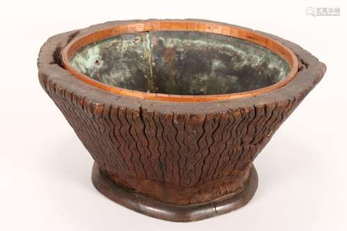 Copper Lined Wooden Brazier,