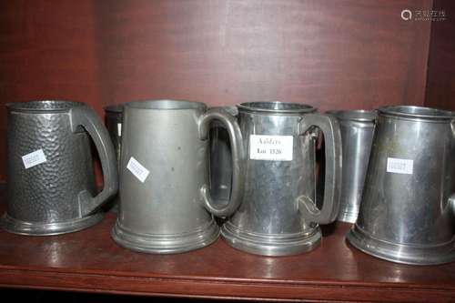 Quantity of Pewter Mugs,