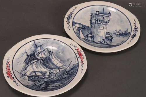 Two Italian Blue and White Plates,