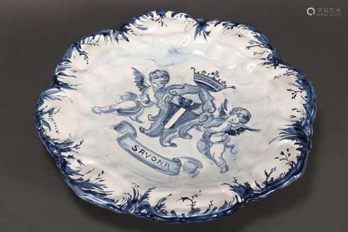 Italian Blue and White Majolica Charger,