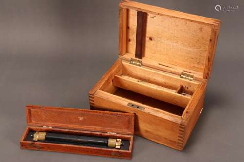 Pine Box and Boxed Draughting Instrument,