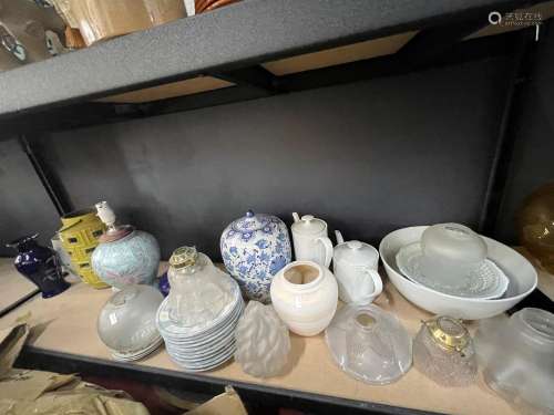 Quantity of Assorted Lamp Shades and Porcelain,