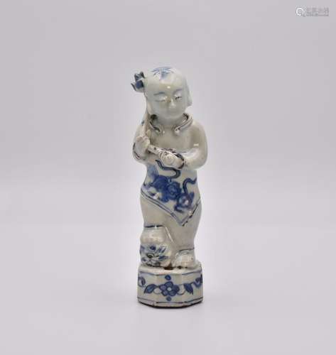 A CHINESE BLUE AND WHITE BOY, MING DYNASTY, WANLI PERIOD, 15...