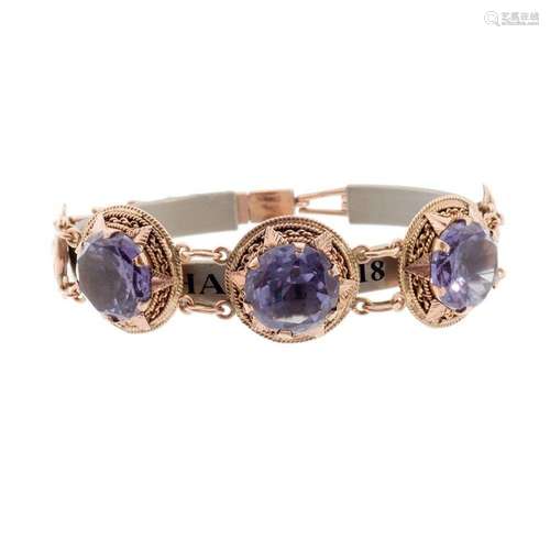 19th century bracelet. In 14k rose gold. with circular piece...