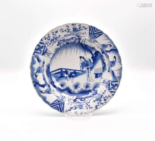 A CHINESE BLUE AND WHITE PORCELAIN DEEP DISH, QING DYNASTY, ...