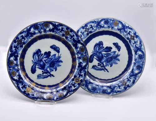 A PAIR OF CHINESE EXPORT BLUE AND WHITE ‘DUTCH-MARKET’ BOTAN...