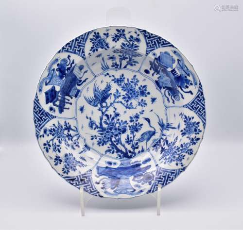 A CHINESE BLUE AND WHITE PORCELAIN `PHONENIX` DEEP DISH, QIN...