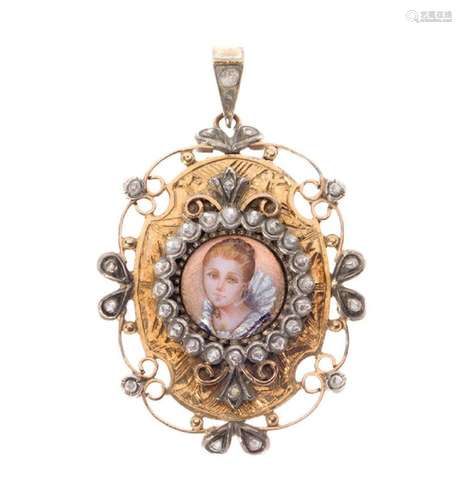 Locket pendant from the 19th century. In 18k yellow gold tha...