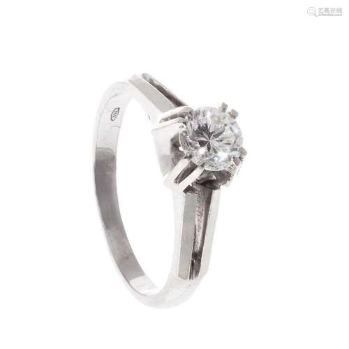 Solitaire ring in 18 Kts white gold, with a central diamond,...