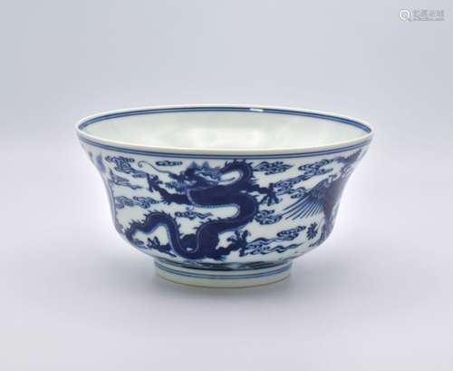 Ω A CHINESE BLUE AND WHITE PORCELAIN OGEE-SHAPED ‘DRAGON &am...