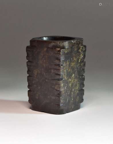 A RARE CHINESE NEOLITHIC JADE FOUR-TIERED CONG, LIANGZHU CUL...