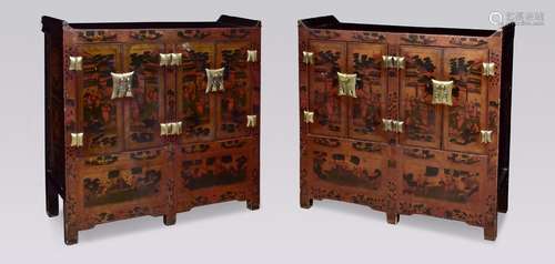 A PAIR OF CHINESE LACQUER CABINETS, LATE QING DYNASTY, EARLY...