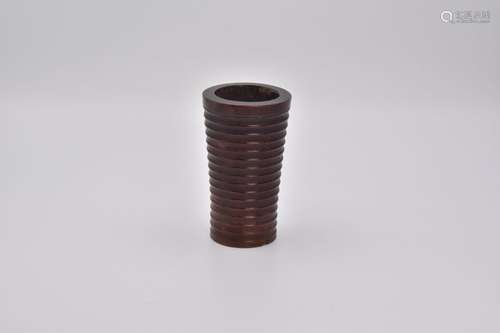 A CHINESE BOXWOOD RIBBED BRUSHPOT, QING DYNASTY, 18TH CENTUR...