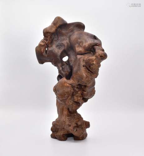 A CHINESE ROOTWOOD ‘TAIHU’ ‘SCHOLARS’ ROCK, QING DYNASTY, 18...