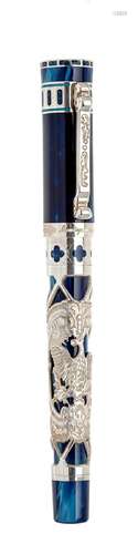 MONTEGRAPPA FOUNTAIN PEN. Resin and sterling silver body. St...