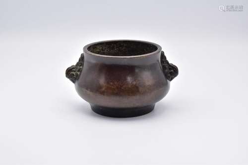 Ω A RARE CHINESE BRONZE BOMBE CENSER, QING DYNASTY, KANGXI P...