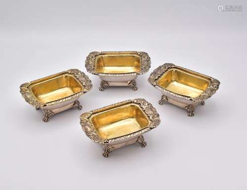 FOUR CHINESE EXPORT SILVER-GILT SALTS