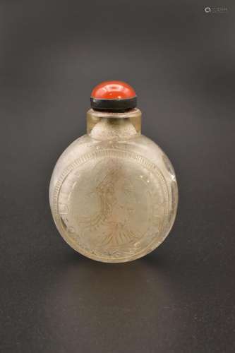 A CHINESE ROCK-CRYSTAL ‘MEXICAN COIN’ SNUFF BOTTLE, QING DYN...