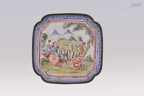 A CANTON ENAMEL ‘EUROPEAN SUBJECT’ DISH, QING DYNASTY, QIANL...