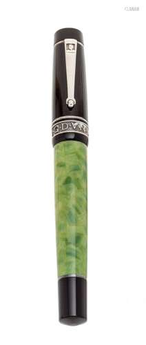 DELTA “LVGDVNVM” FOUNTAIN PEN. Body in marbled green and bla...