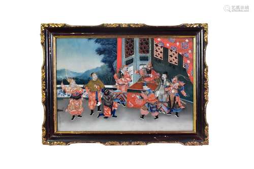 A CHINESE EXPORT REVERSE GLASS PAINTING, QING DYNASTY, MID 1...