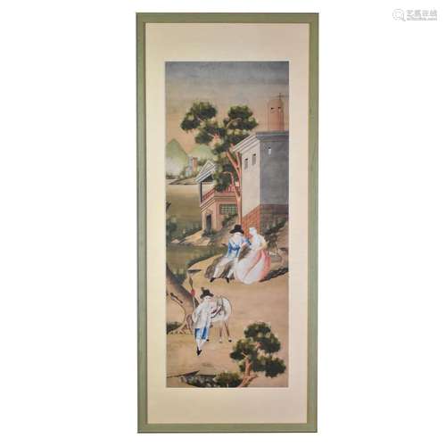 A PAIR OF WALLPAPER PANELS, CHINESE SCHOOL, INK AND COLOUR O...