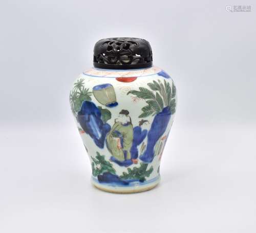 A CHINESE WUCAI VASE, TRANSITIONAL PERIOD, CIRCA 1640