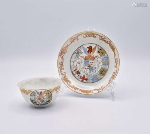 A CHINESE EXPORT ‘DUTCH-MARKET’ PORCELAIN ARMORIAL TEA BOWL ...