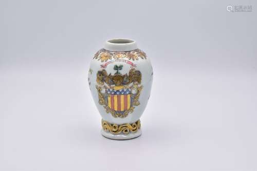 A CHINESE EXPORT SCOTTISH MARKET ARMORIAL PORCELAIN TEA CANI...