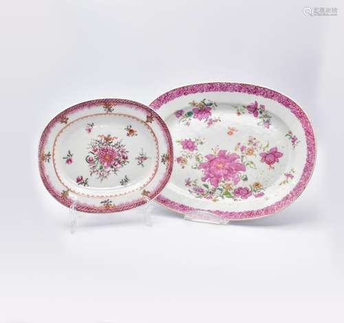 TWO CHINESE EXPORT ‘FAMILLE-ROSE’ PORCELAIN MEAT DISHES, QIN...