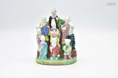 A RARE CHINESE FAMILLE-ROSE PORCELAIN ‘IMMORTAL’ GROUP, QING...