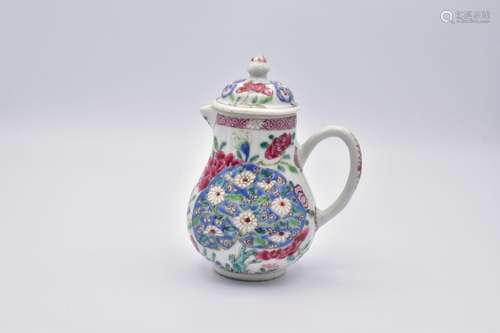 A CHINESE EXPORT ‘FAMILLE-ROSE’ PORCELAIN CREAM JUG AND COVE...