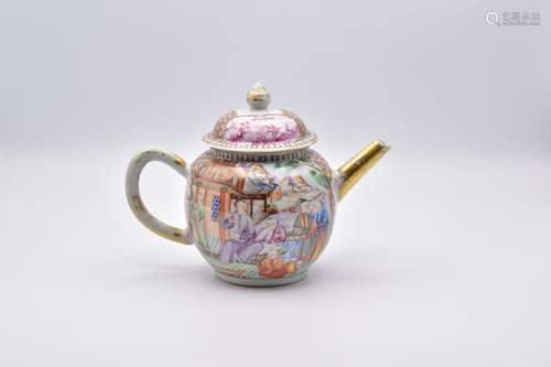 A CHINESE EXPORT ‘FAMILLE-ROSE’ PORCELAIN TEAPOT AND COVER, ...