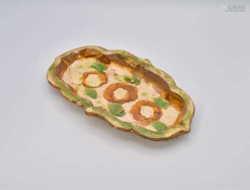 A CHINESE SANCAI GLAZED POTTERY TRAY, LIAO DYNASTY, 907 - 11...