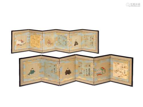 DEUX PARAVENTS À SIX FEUILLESJAPON, ÉPOQUE MEIJI (1868-1912)