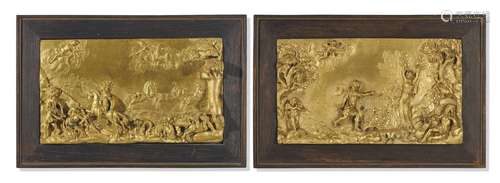 DEUX PLAQUES FORMANT PAIRE REPRÉSENTANT APOLLON ET DAPHNÉ ET...