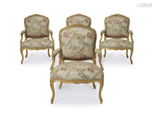 SUITE DE QUATRE FAUTEUILS A LA REINE D'ÉPOQUE LOUIS XVESTAMP...