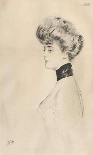 PAUL-CÉSAR HELLEU (VANNES 1859-1927 PARIS)Portrait de femme ...