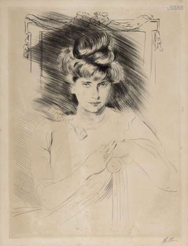 PAUL-CÉSAR HELLEU (VANNES 1859- 1927 PARIS)Portrait de femme...