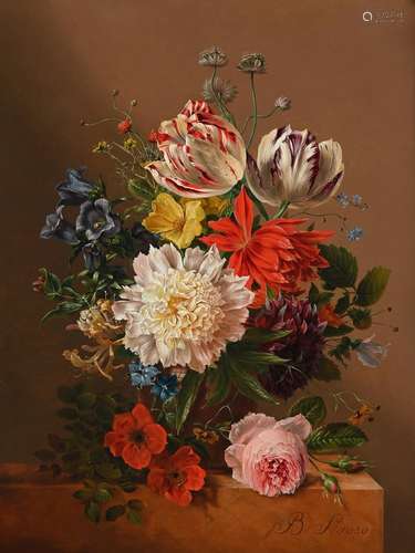 MARIA GEERTRUIDA SNABILIE (DUTCH 1776-1838), TULIPS, ROSES, ...