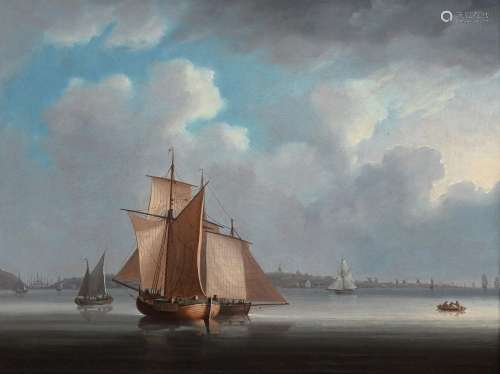 THOMAS BUTTERSWORTH (BRITISH 1768-1842), SHIPPING IN A CALM