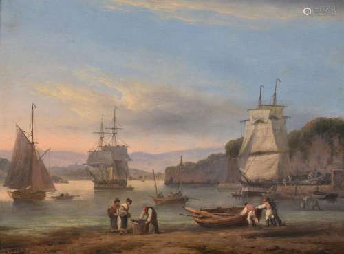 THOMAS LUNY (BRITISH 1759-1837), TEIGNMOUTH HARBOUR AT LOW T...