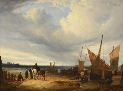 WILLIAM SHAYER (BRITISH 1787-1879), COASTAL SCENE WITH FIGUR...