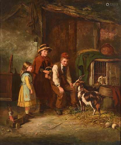 FOLLOWER OF ERSKINE NICOL, CHILDREN TENDING TO A GOAT