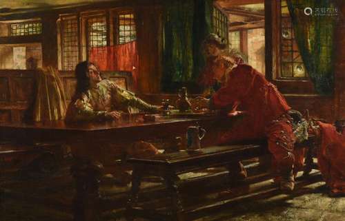 EDGAR BUNDY (BRITISH 1862-1922), CAVALIERS IN A TAVERN