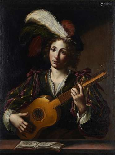 CIRCLE OF CLAUDE VIGNON (FRENCH 1593-1670), A YOUNG MAN PLAY...