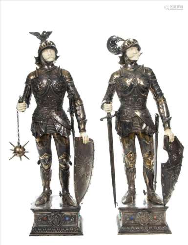 Pair of German Sterling Silver And Vermeil Silver Standing M...