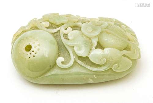 Jade Celadon Green Water Dropper, Carved H 3`` L 4``